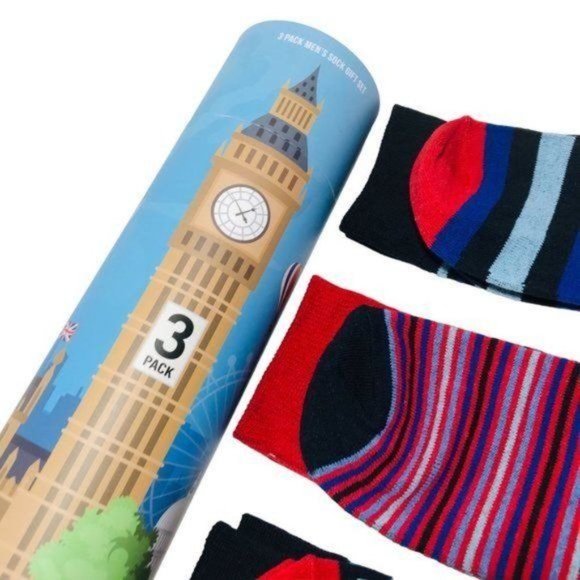 CARNABY SOCK CO W1 London Striped Socks - 3-Pack Gift Set (Size 8-12) for Men - Picture 6 of 6
